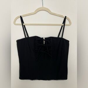 Elegant Black Lace-Up Tank Top